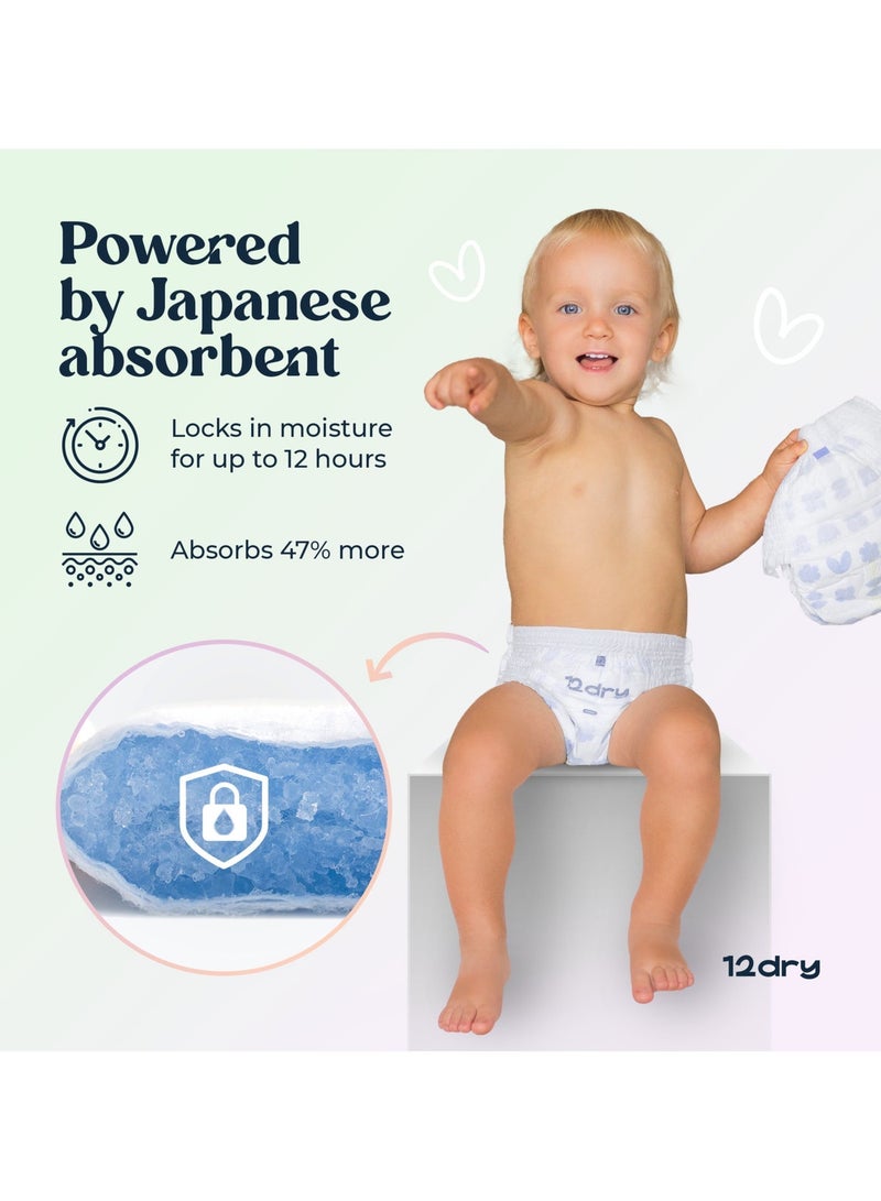 12dry Pants premium baby care Size 4, Pack of 4, 9–14 Kg, 124 Count – Ultra-Absorbent, Thin & Breathable, Eco-Friendly Baby Pants with Soft Elastic Waistband - Image 3